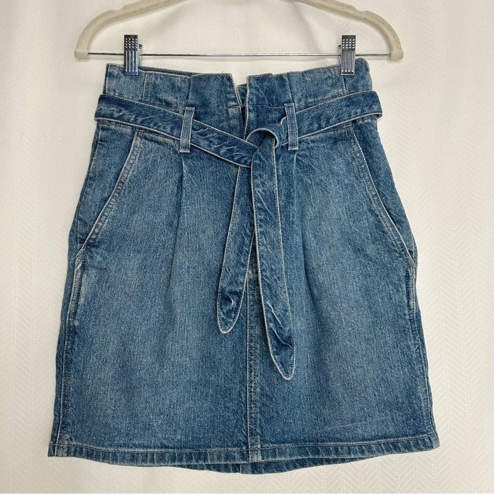 Reformation Sandia Denim Belted Skirt blue size small